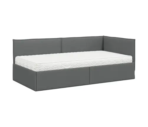 Stūra Gultas Rāmis Ar Matrači 2 Pcs Pelēka Samts Vidaxl