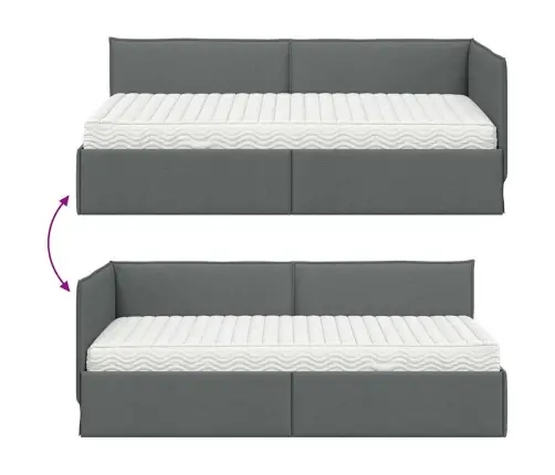 Stūra Gultas Rāmis Ar Matrači 2 Pcs Pelēka Samts Vidaxl