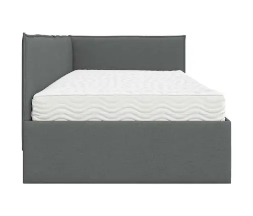 Stūra Gultas Rāmis Ar Matrači 2 Pcs Pelēka Samts Vidaxl
