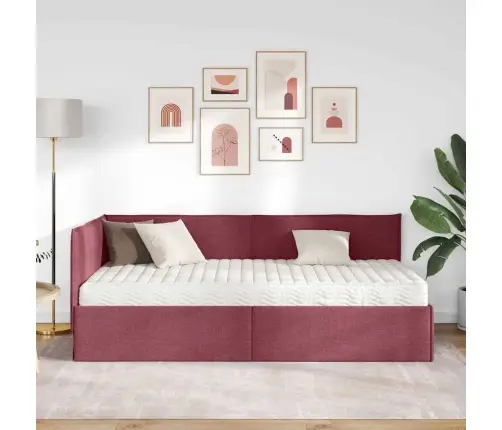 Kampinė Lovos Konstrukcija Su Čiužiniu 2 Pcs Pilka Aksomas