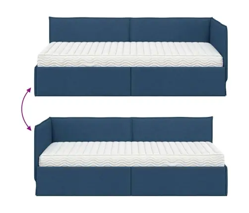 Nurgavoodi Raam Koos Madratsiga Peaga 2 Pcs Sinine Samet