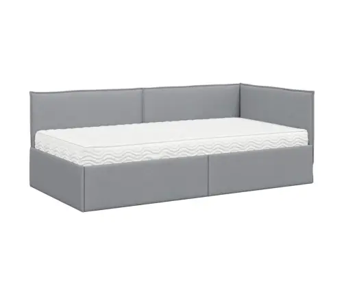 Stūra Gultas Rāmis Ar Matrači 2 Pcs Gaiši Pelēks Samts Vidaxl