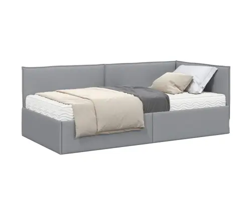 Stūra Gultas Rāmis Ar Matrači 2 Pcs Gaiši Pelēks Samts Vidaxl