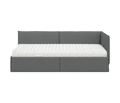 Stūra Gultas Rāmis Ar Matrači 2 Pcs Pelēka Samts Vidaxl