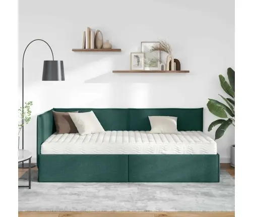 Kampinė Lovos Konstrukcija Su Čiužiniu 2 Pcs Žalia Aksomas