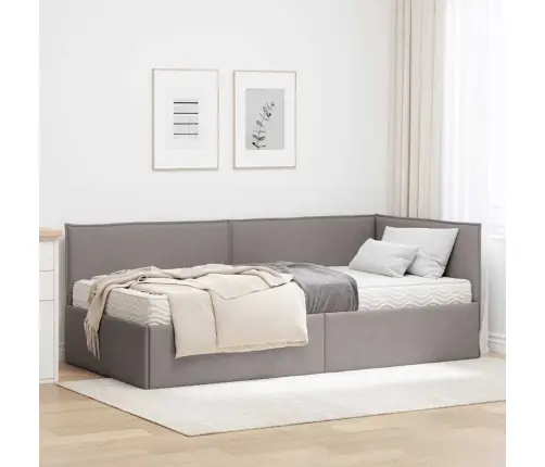 Kampinė Lovos Konstrukcija Su Čiužiniu 2 Pcs Taupe Aksomas