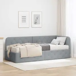 Kampinė Lovos Konstrukcija Šviesiai Pilka 80 X 200 Cm Audinys