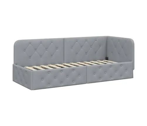 Stūra Gultas Rāmis Ar Matraci Gaiši Pelēks 80 X 200 Cm Audums Vidaxl