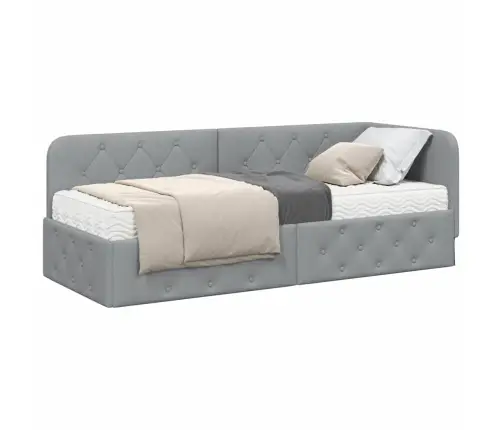 Stūra Gultas Rāmis Ar Matraci Gaiši Pelēks 80 X 200 Cm Audums Vidaxl