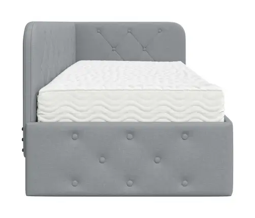 Stūra Gultas Rāmis Ar Matraci Gaiši Pelēks 80 X 200 Cm Audums Vidaxl