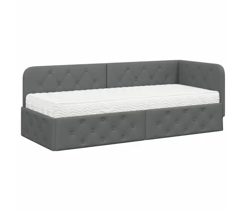 Stūra Gultas Rāmis Ar Matraci Tumši Pelēks 80 X 200 Cm Audums Vidaxl