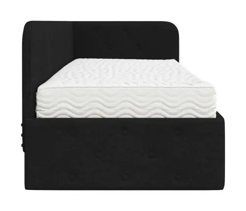 Stūra Gultas Rāmis Ar Matraci Melna 80 X 200 Cm Audums Vidaxl