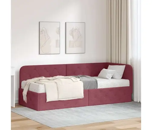 Kampinė Lovos Konstrukcija Vyno Raudona 80 X 200 Cm Audinys