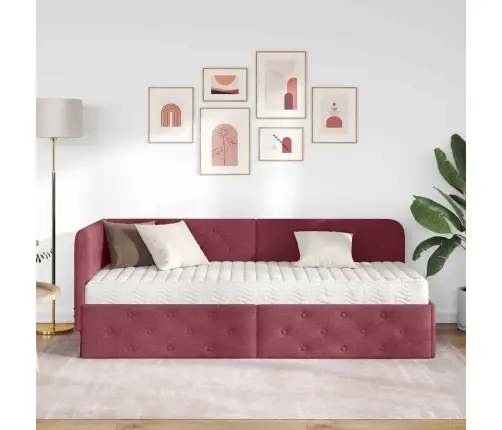 Kampinė Lovos Konstrukcija Vyno Raudona 80 X 200 Cm Audinys