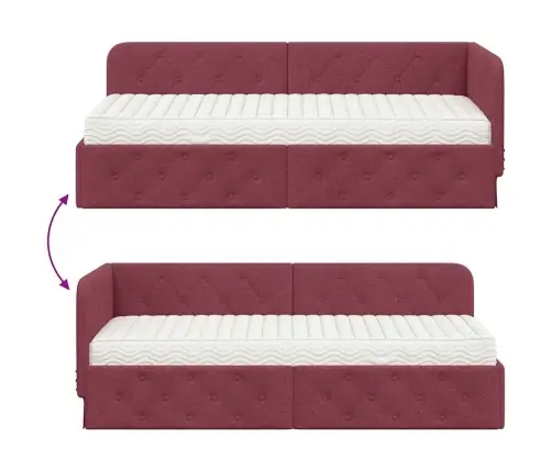 Kampinė Lovos Konstrukcija Vyno Raudona 80 X 200 Cm Audinys