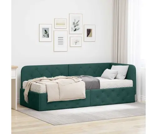 Kampinė Lovos Konstrukcija Tamsiai Žalia 80 X 200 Cm Audinys