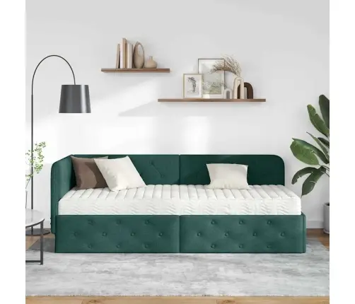 Kampinė Lovos Konstrukcija Tamsiai Žalia 80 X 200 Cm Audinys