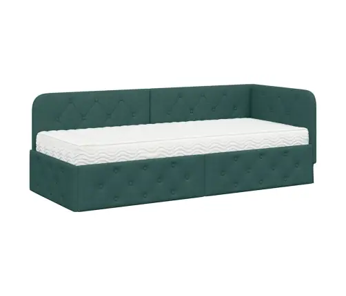 Kampinė Lovos Konstrukcija Tamsiai Žalia 80 X 200 Cm Audinys