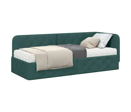 Kampinė Lovos Konstrukcija Tamsiai Žalia 80 X 200 Cm Audinys