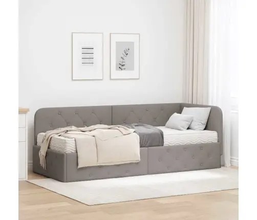 Stūra Gultas Rāmis Ar Matraci Pelēkbrūna 80 X 200 Cm Audums Vidaxl