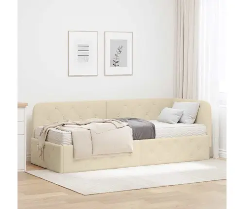 Kampinė Lovos Konstrukcija Kreminė 80 X 200 Cm Audinys