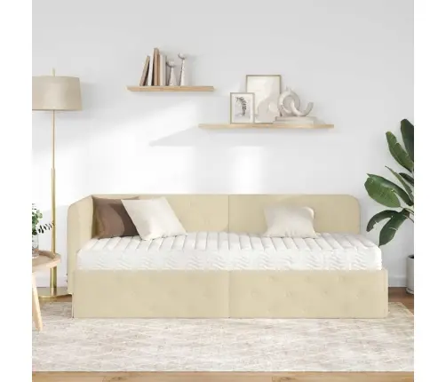 Kampinė Lovos Konstrukcija Kreminė 80 X 200 Cm Audinys