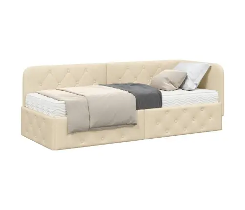 Kampinė Lovos Konstrukcija Kreminė 80 X 200 Cm Audinys