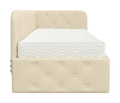 Kampinė Lovos Konstrukcija Kreminė 80 X 200 Cm Audinys