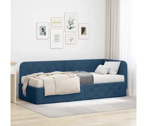 Nurgavoodi Raam Madratsiga Peaga Sinine 80 X 200 Cm Kangas