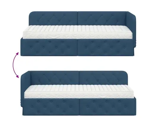 Nurgavoodi Raam Madratsiga Peaga Sinine 80 X 200 Cm Kangas