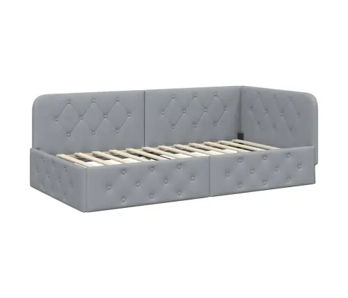 Stūra Gultas Rāmis Ar Matraci Gaiši Pelēks 90 X 190 Cm Audums Vidaxl