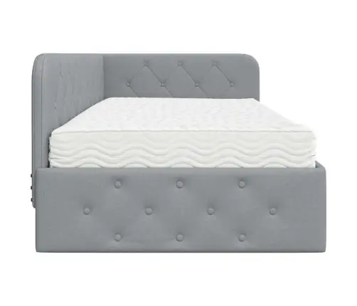 Stūra Gultas Rāmis Ar Matraci Gaiši Pelēks 90 X 190 Cm Audums Vidaxl