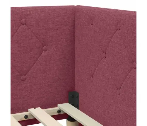 Stūra Gultas Rāmis Ar Matraci Vīna Sarkans 90 X 190 Cm Audums Vidaxl