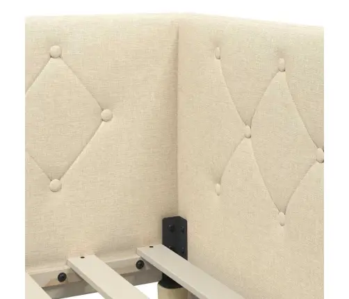 Stūra Gultas Rāmis Ar Matraci Krēmkrāsa 90 X 190 Cm Audums Vidaxl