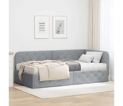 Nurgavoodi Raam Madratsiga Peaga Helehall 90 X 200 Cm Kangas