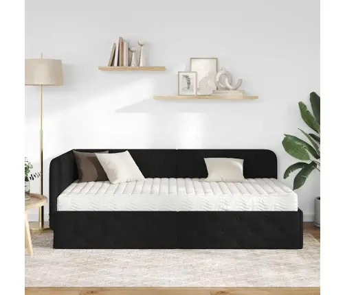 Kampinė Lovos Konstrukcija Juoda 90 X 200 Cm Audinys