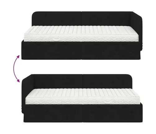 Kampinė Lovos Konstrukcija Juoda 90 X 200 Cm Audinys