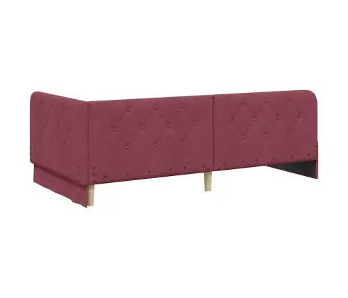 Stūra Gultas Rāmis Ar Matraci Vīna Sarkans 90 X 200 Cm Audums Vidaxl