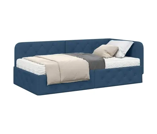 Nurgavoodi Raam Madratsiga Peaga Sinine 90 X 200 Cm Kangas