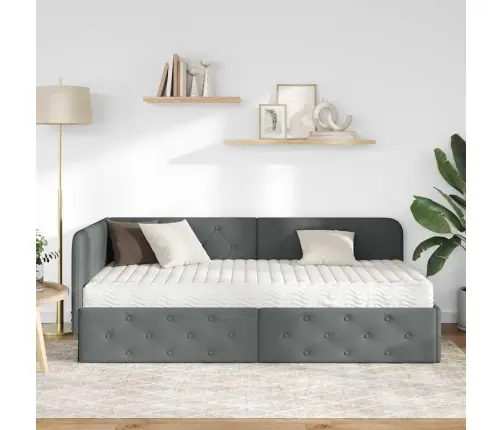 Kampinė Lovos Konstrukcija Tamsiai Pilka 100 X 200 Cm Audinys