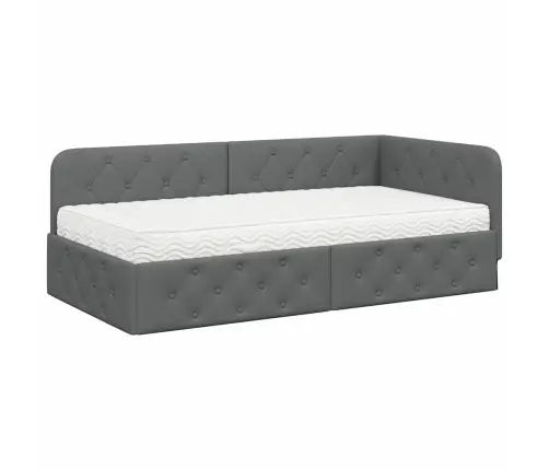 Kampinė Lovos Konstrukcija Tamsiai Pilka 100 X 200 Cm Audinys