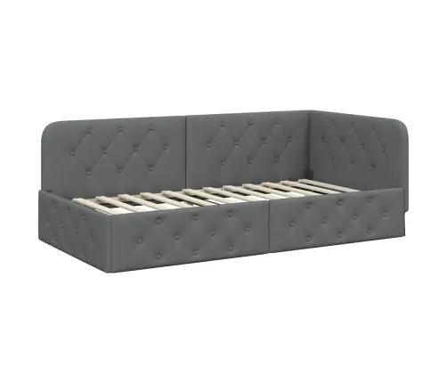 Kampinė Lovos Konstrukcija Tamsiai Pilka 100 X 200 Cm Audinys