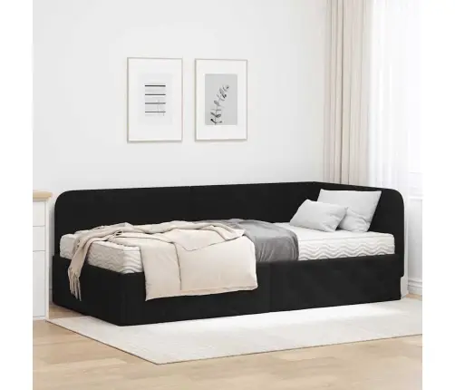 Kampinė Lovos Konstrukcija Juoda 100 X 200 Cm Audinys