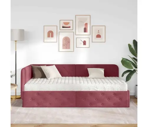 Kampinė Lovos Konstrukcija Vyno Raudona 100 X 200 Cm Audinys