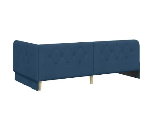 Stūra Gultas Rāmis Ar Matraci Zila 100 X 200 Cm Audums Vidaxl