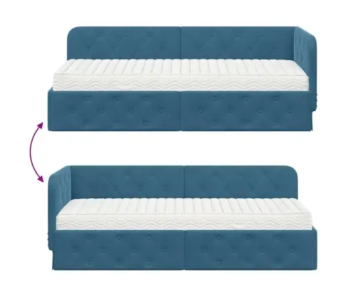 Nurgavoodi Raam Madratsiga Peaga Sinine 80 X 200 Cm Samet