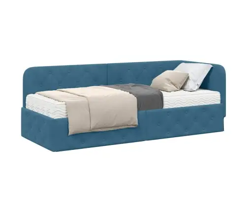 Nurgavoodi Raam Madratsiga Peaga Sinine 80 X 200 Cm Samet