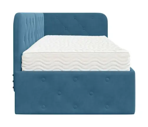Nurgavoodi Raam Madratsiga Peaga Sinine 80 X 200 Cm Samet