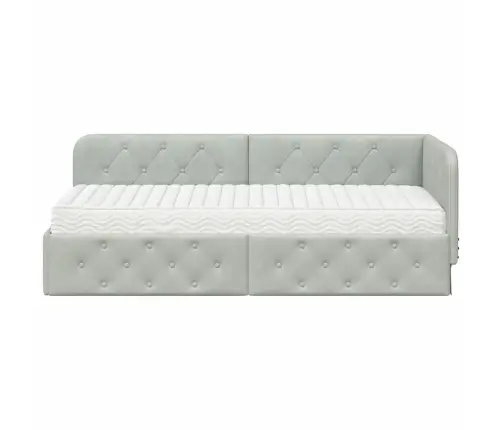 Stūra Gultas Rāmis Ar Matraci Gaiši Pelēks 80 X 200 Cm Samts Vidaxl