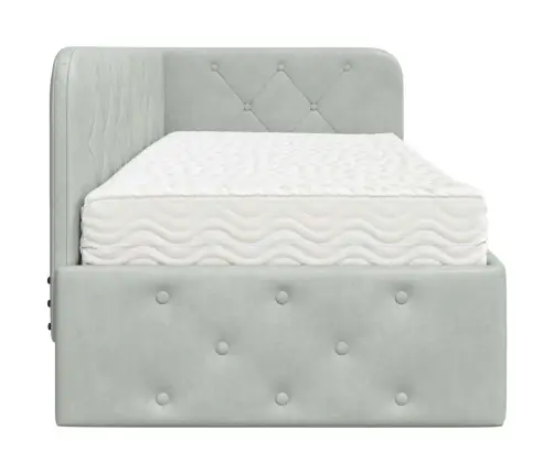 Stūra Gultas Rāmis Ar Matraci Gaiši Pelēks 80 X 200 Cm Samts Vidaxl